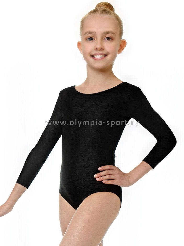 Купальник хореогр. дет. Skat 8885 полиамид рукав 3/4 цв.черный (А)