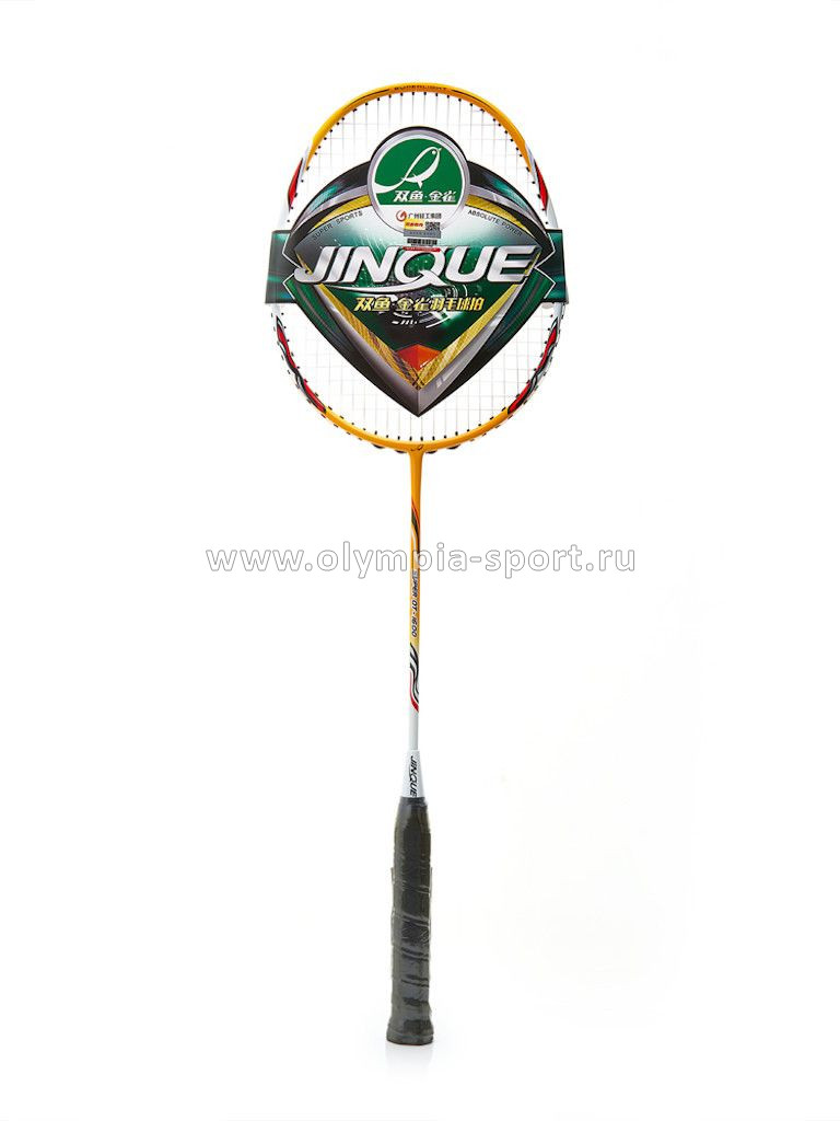 Ракетка для бадминтона DOUBLE FISH JINQUE QT-1600, карбон, литая, оранжевый (в чехле)