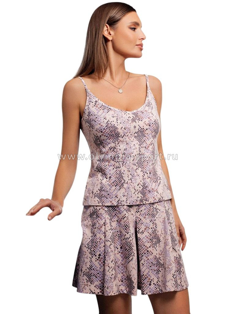 Юбка-шорты женская Vilatte D46.058 кофейно-пудровый питон